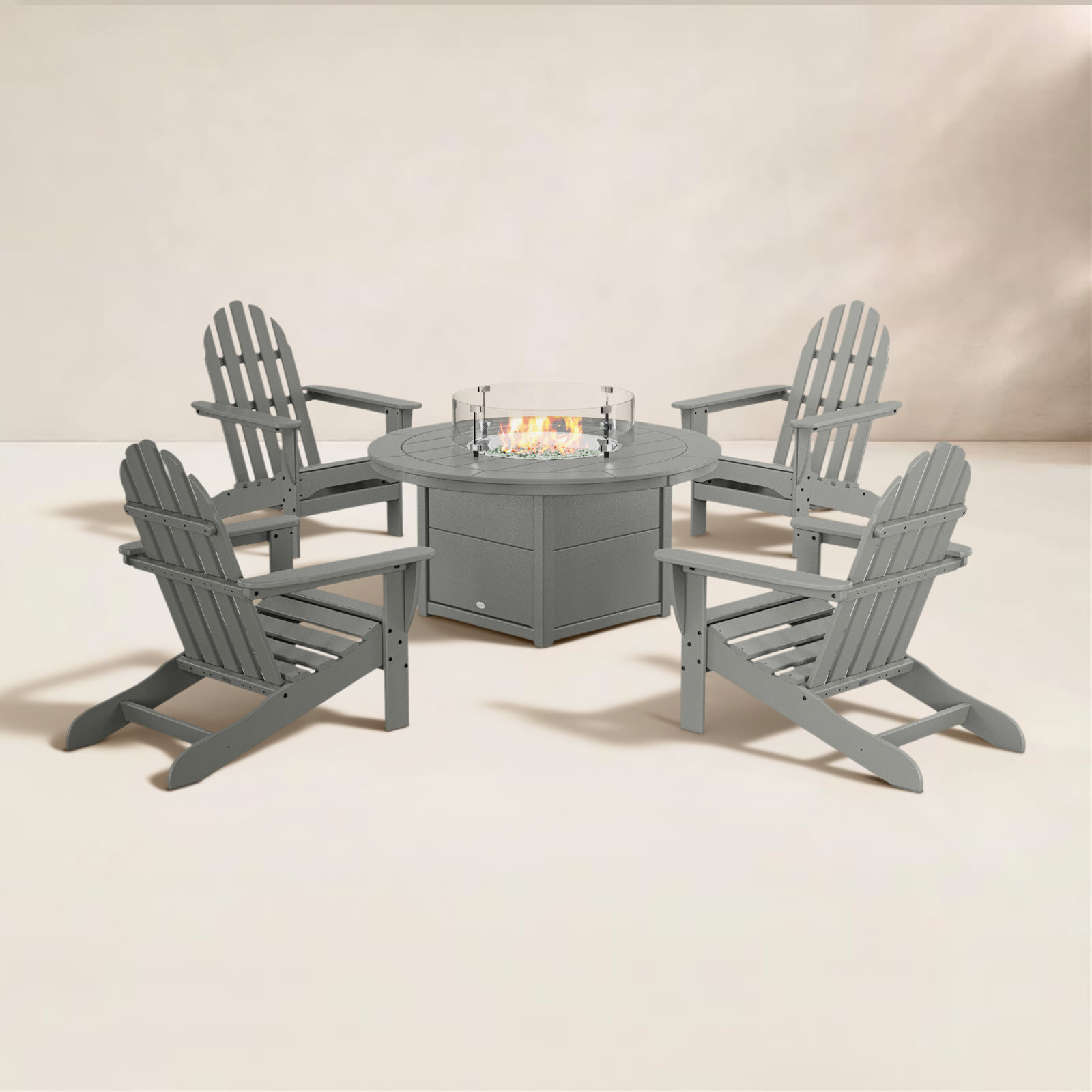 POLYWOOD® Classic Adirondack 4-Person Patio Seating Group, Slate Gray