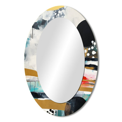 Discovering The Magic Of Boho II - Abstract Oval Decorative Mirror On Metal