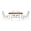 Ensemble de salle à manger Mid-Century 6 pièces avec tiroir de rangement, sièges rembourrés, 1 table avec 4 chaises et 1 banc pour la salle à manger
