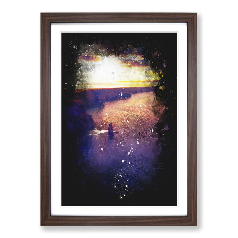 Sunset - Picture Frame Painting Print, 45cm H x 33cm W x 2cm D, Walnut Framed