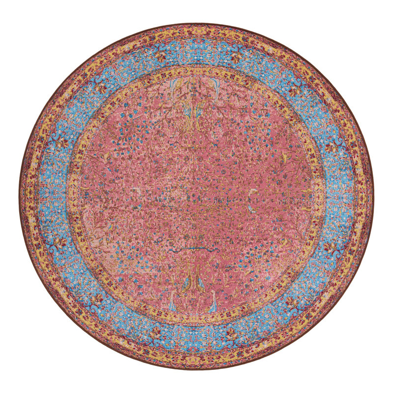 Indoor/Outdoor Traditional Area Rug, Round 6'1"