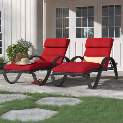 Fionnula Powder Coated Aluminum Reclining Patio Chaise Lounge Set