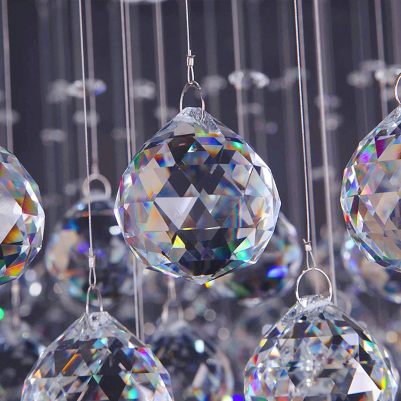 13-Light Modern Crystal Dimmable Geometric Pandent Light For Living Room Foyer Enterance, 86.6" H x 31.5" W x 31.5" D