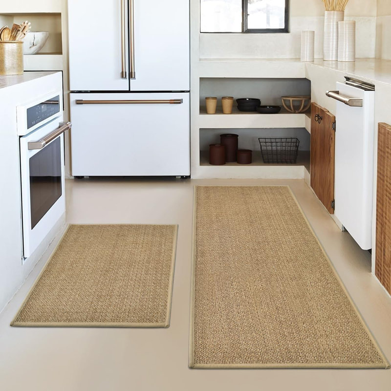 Ensemble de 2 tapis de cuisine lavables et antidérapants, tapis de cuisine à envers en caoutchouc absorbant pour devant de lavabo - 17 x 29 et 17 x 47 po