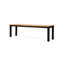 Banc élégant en bois avec base en métal pour la cour et le jardin, banc de 63 po de largeur, 15 po de profondeur, 17,8 po de hauteur, couleur contemporaine