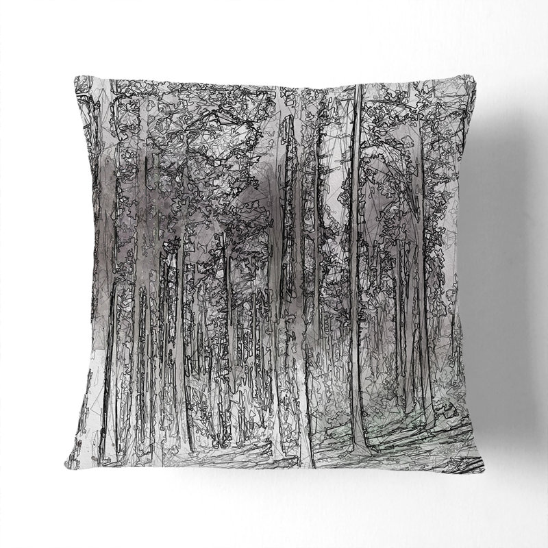 Pretty Forest Cushion with Filling, Black, 55cm H x 55cm W x 20cm D