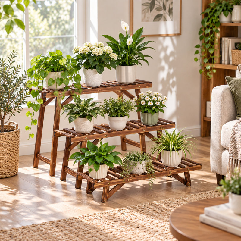 Marjorie  Solid Wood Plant Stand 3 Tier Set of 3