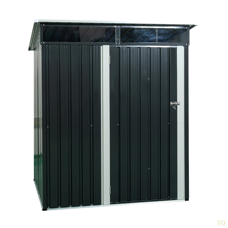 5Ft X 3Ft Outdoor Metal Storage Shed Transparent Plate, Black