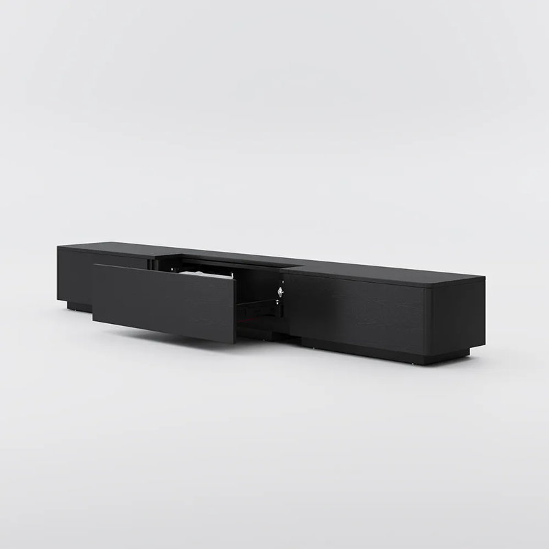 126'' Modern Electric Walunt Color TV Stand With Retractable Ultra-Short Throw Projector Platform, 13.4”H x 102.3”L x 16.9”W