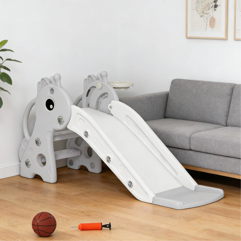 Glissade avec grimpeur et fonction, conception girafe, marches antidérapantes, mains courantes, matériau, assemblage simple, convient aux enfants de 1 an et plus