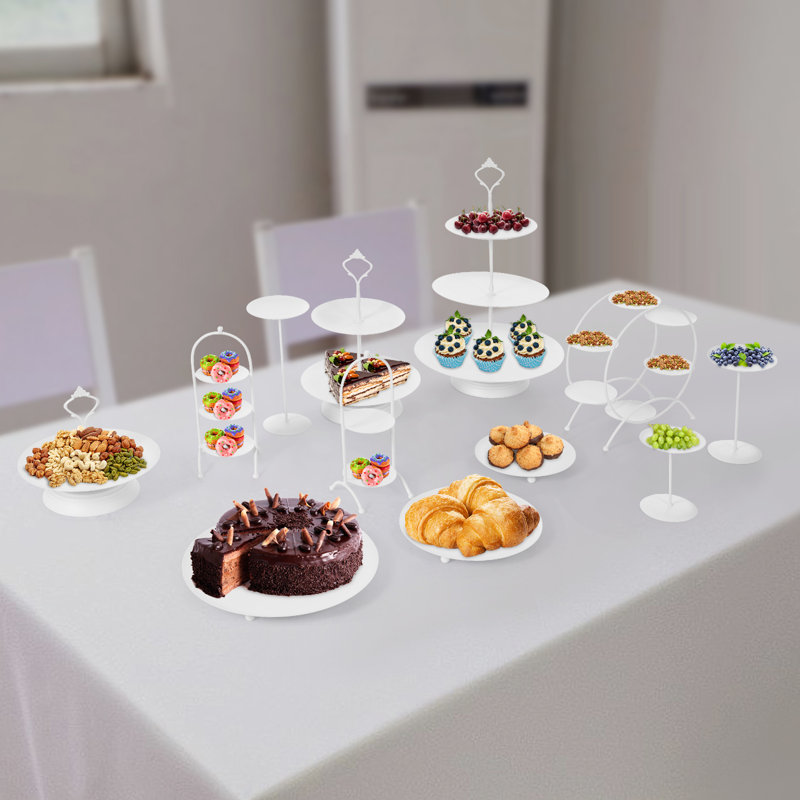Ensemble de 12 présentoirs à desserts ronds, Blanc