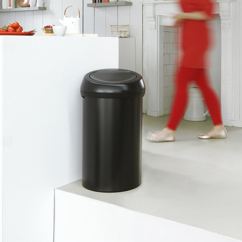 Brabantia 60 Litre Touch Bin, Matt Black / Matt Black