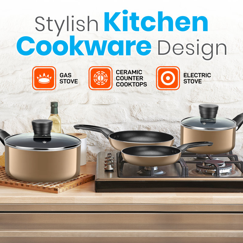Gold Non-Stick Aluminum 6-Piece Cookware Set