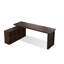 Noyer foncé + bureau en bois massif en forme de L noir + fer-659130308-659130313