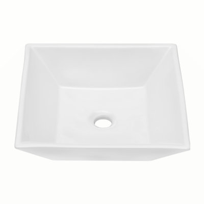 16X16 Inch White Ceramic Square Vessel Bathroom Sink