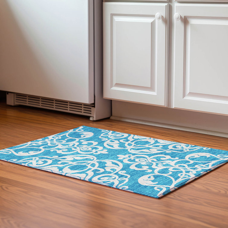 Premium Machine Washable Prisco Turquoise Rug