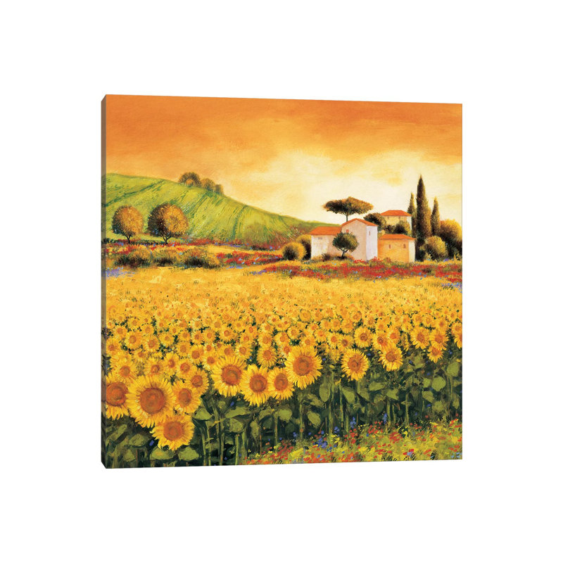 Valley Of Sunflowers by Richard Leblanc - Wrapped Canvas Painting, 30.48 cm H x 30.48 cm W
