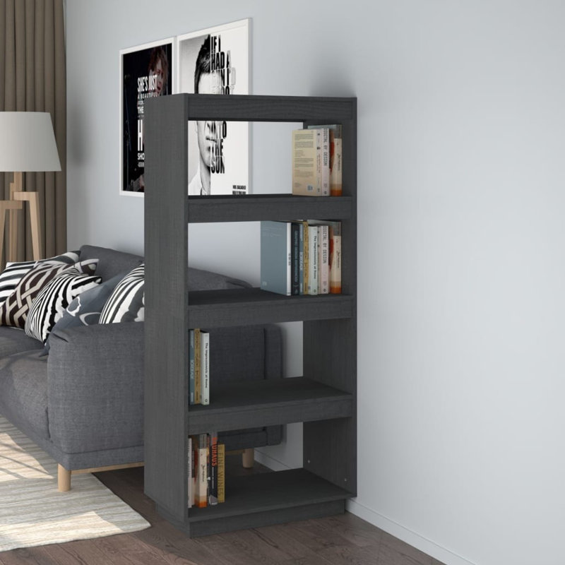 Goshgar 135cm H Solid Wood Etagere Bookcase, Grey, 135cm H x 60cm W x 35cm D