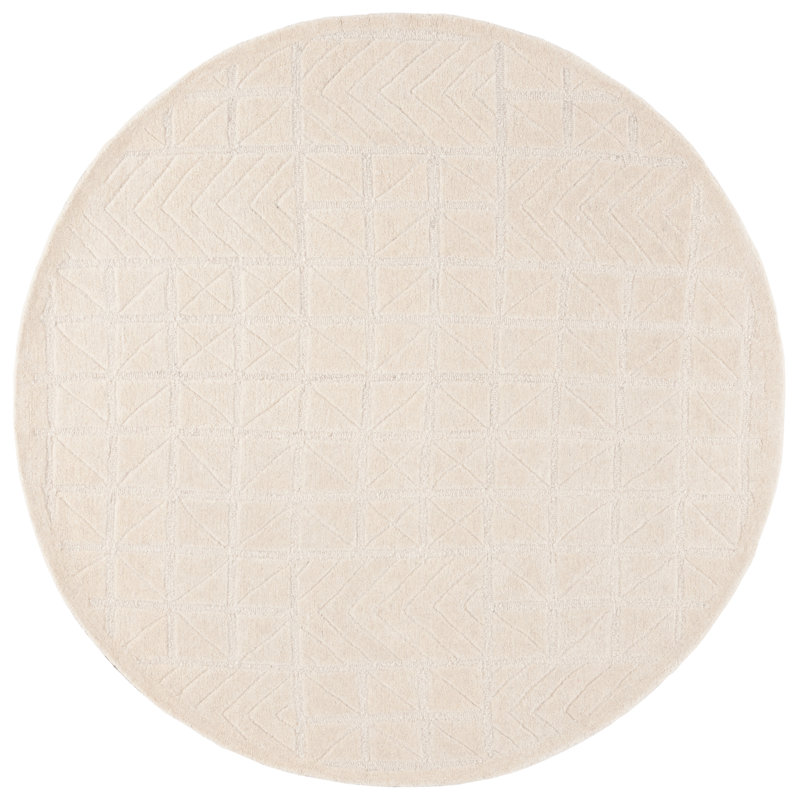 Noni Hand Tufted Wool & Cotton Geometric Rug, Round 6'