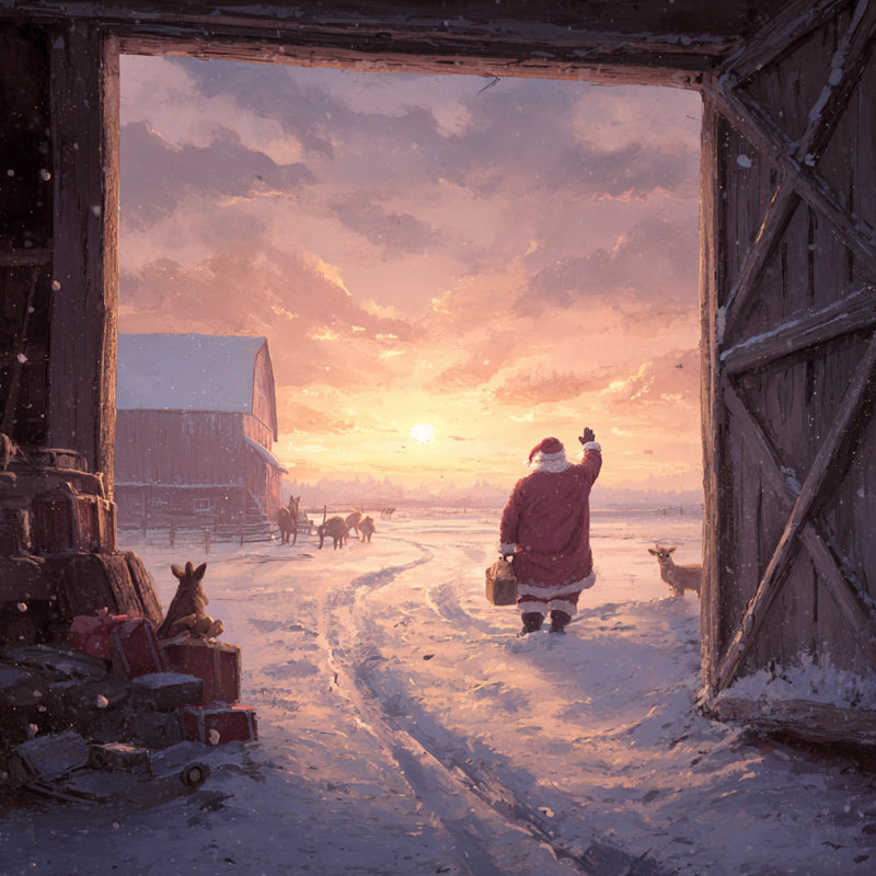 Toile de grange levée de soleil sur toile tendue, H 20 po x l 20 po