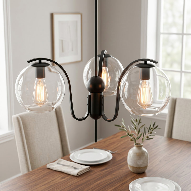 3-Light Modern Globe Glass Chandeliers