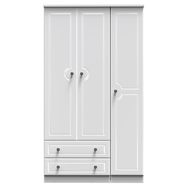 Adala Manufactured Wood Wardrobe, White Gloss/White