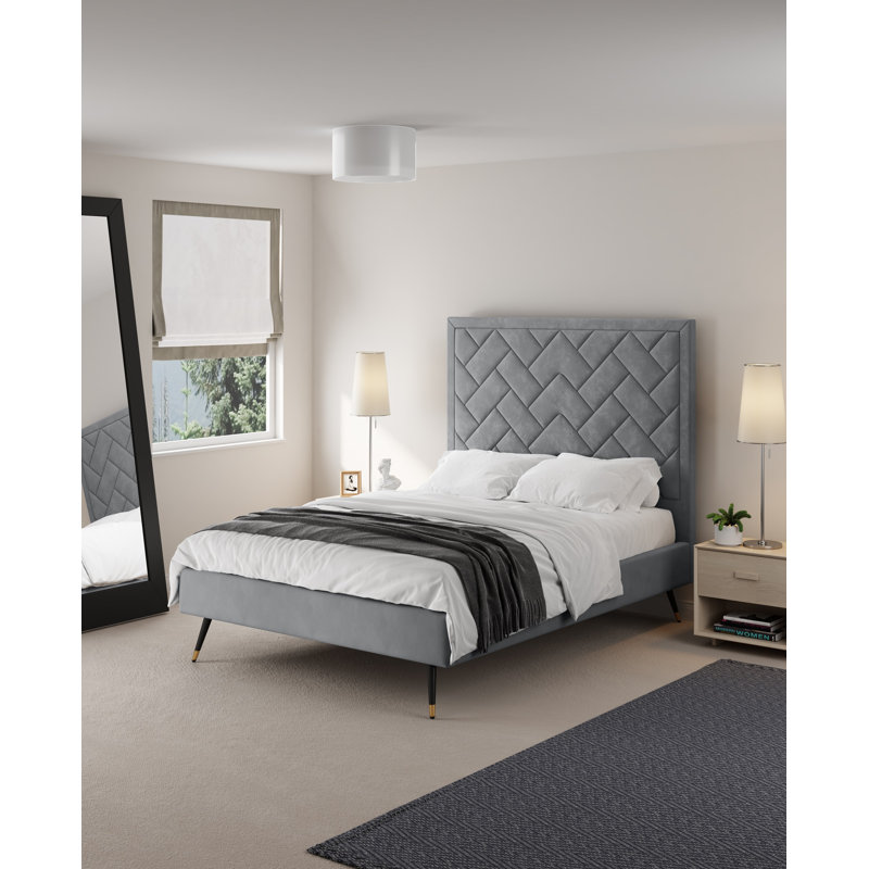 Toshiye Upholstered Platform Bed, Full / Double, Gray