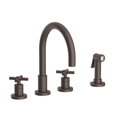 East Linear Double Handle Kitchen Faucet with Side Spray