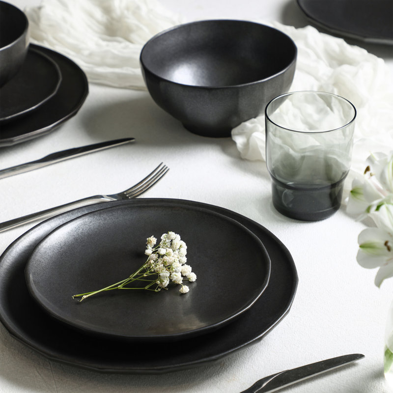 Stone Lain Rio 32-Piece Dinnerware Set Stoneware, Black