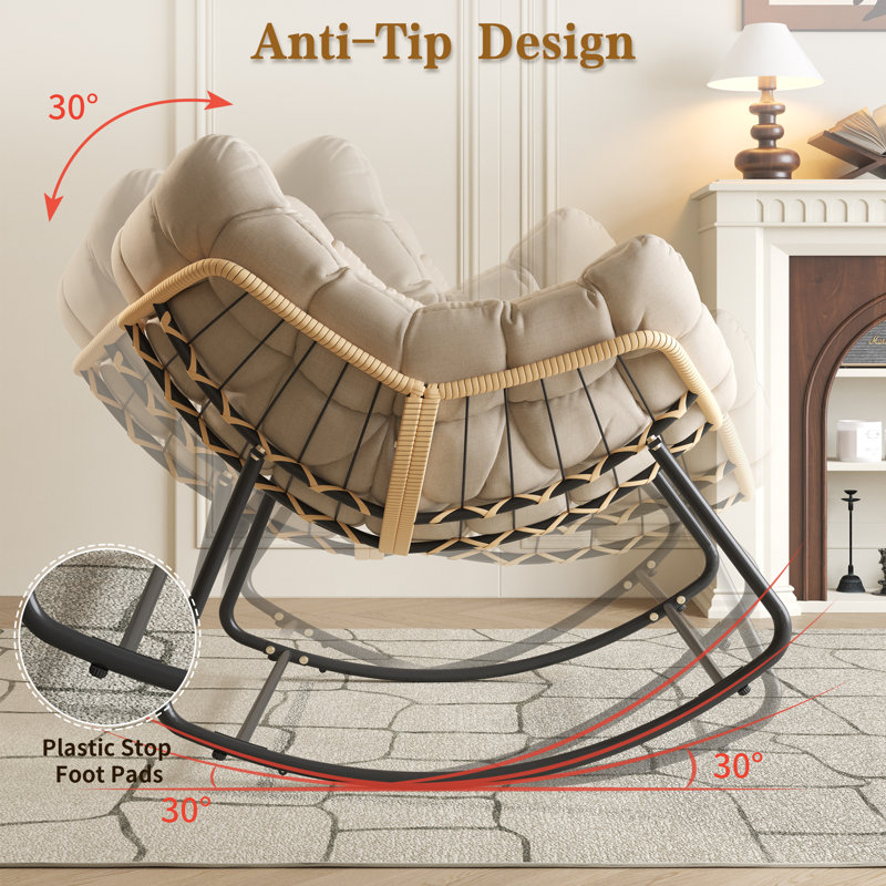 Steel Rocking Chair With Cushion, Beige