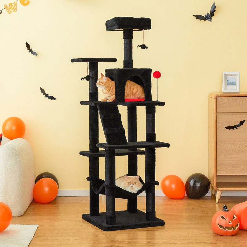 Grand condo 64 "pour chat, Noir, H 63,8 po x l 19,7 po x P 19,7 po