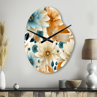 Horloge murale géométrique bleue et beige