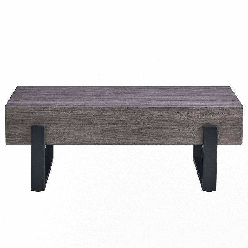 Table basse en panneau de fibres à densité moyenne avec pieds en métal noir
