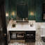 Meuble-lavabo mural en bois d'hévéa massif avec lavabo intégré en céramique, tablette ouverte et miroir-796172648