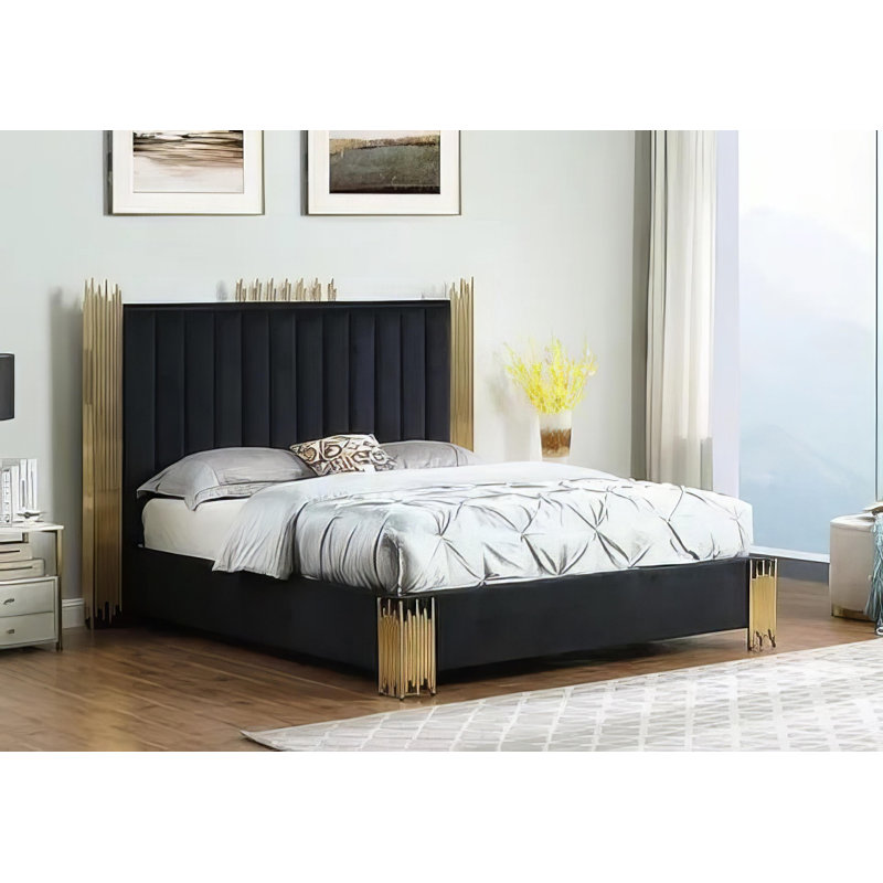Lit plateforme Holmquist Ashaureah, Très grand, Noir
