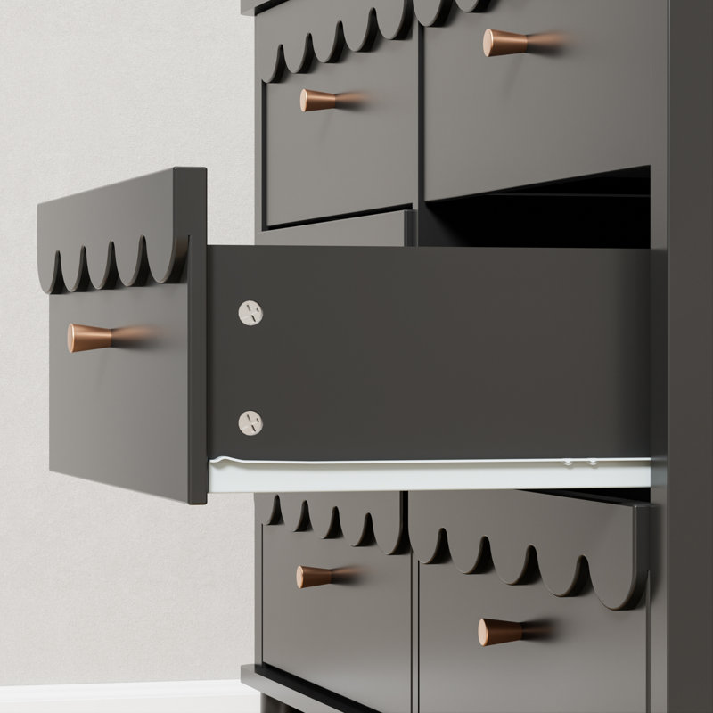 Commode lacée 6 tiroirs Dorlan, Noir