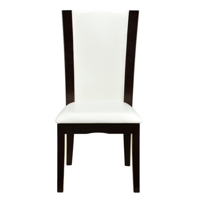 Chaises d'appoint de salle à manger modernes, 2 pièces, structure en bois, 2 pièces de revêtement en similicuir blanc, rembourrage, largeur de 20,25 po