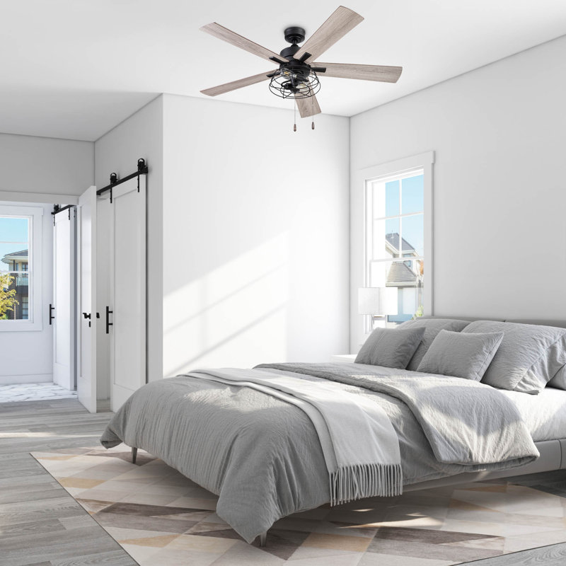 Marshall 52" Ceiling Fan with LED Light, Matte Black