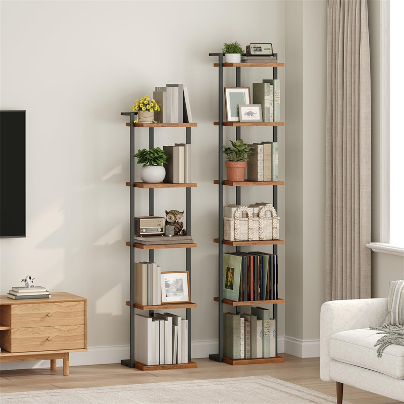 33cm W Metal Etagere Bookcase, (6 Shelves) 163.2cmH x 33cmW x 25.5cmD