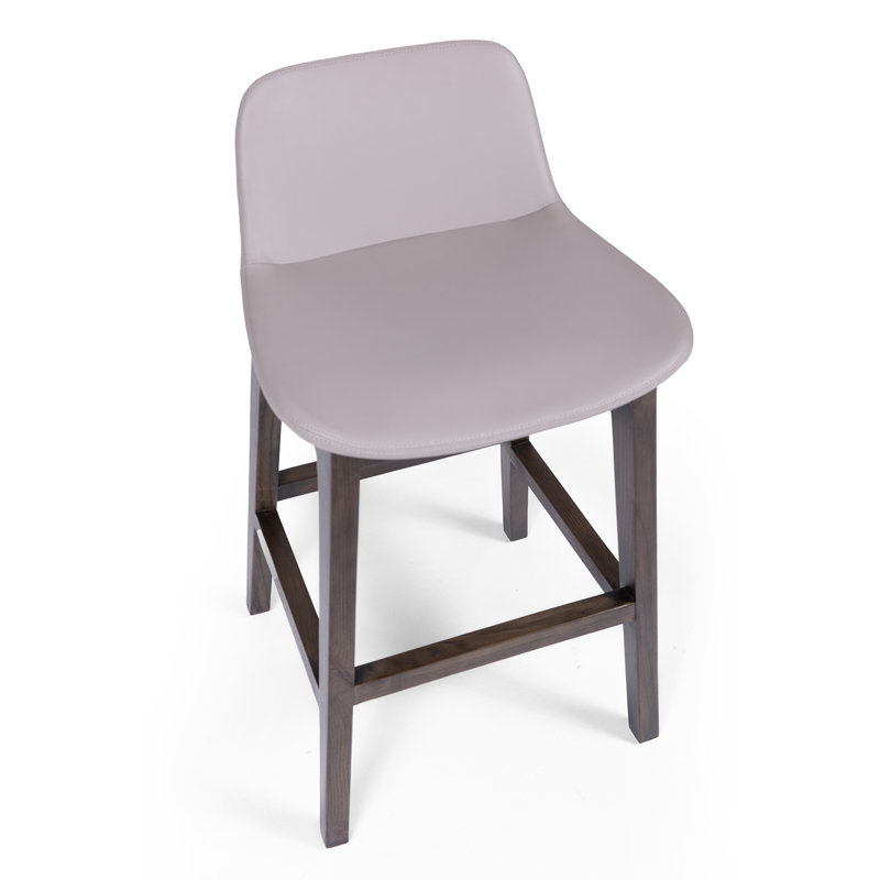 Modern Upholstered Counter Stool With Walnut Base