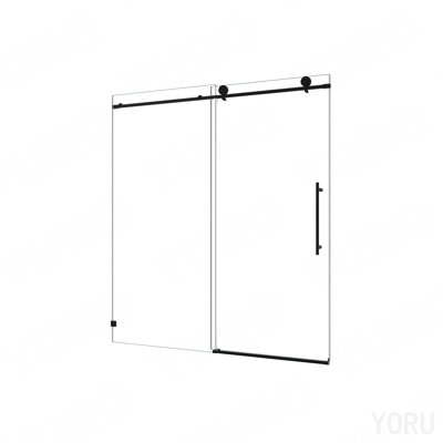 5476 Black Frameless One Fixed And One Shifted Shower Door, 70mm 304 Stainless Steel Large Pulleys With Adjustable Soft Closing Function,With Nano Easy Cleaning And Stick Explosion-Proof Menbrance