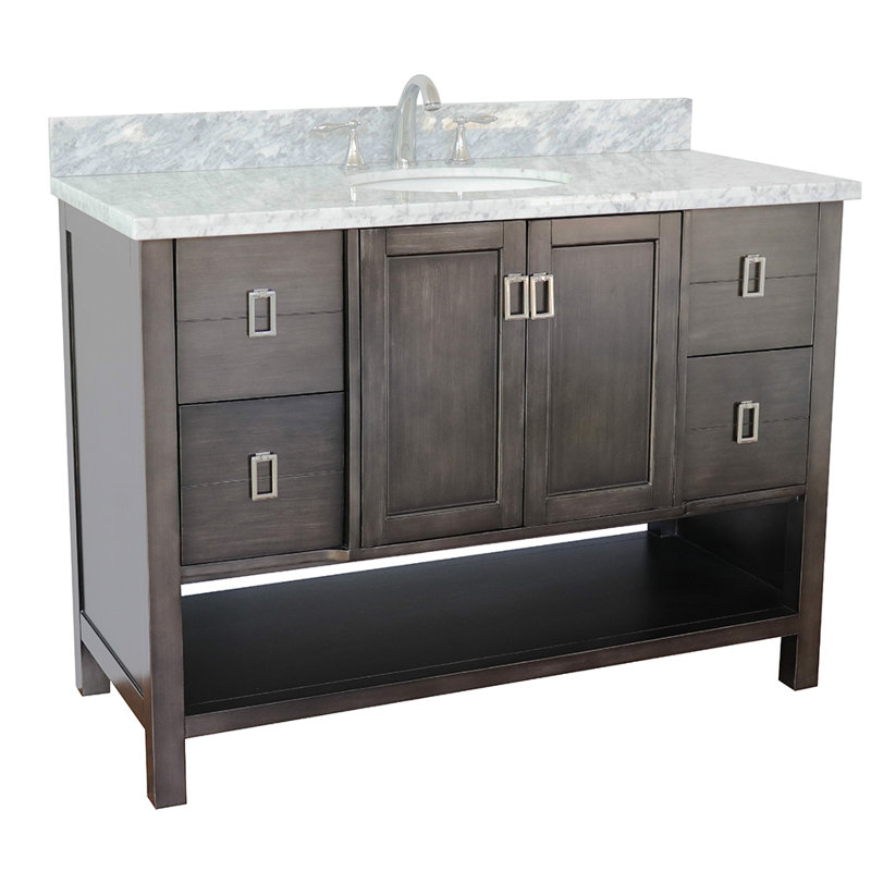 Wilhoit 49'' Single Bathroom Vanity with Top, Silvery Brown/White Carrara