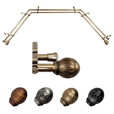 Doughman Steel Adjustable Bay Window Double Curtain Rod
