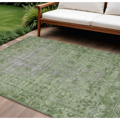 Tapis oriental lavable oriental vert 9 pi x 12 pi
