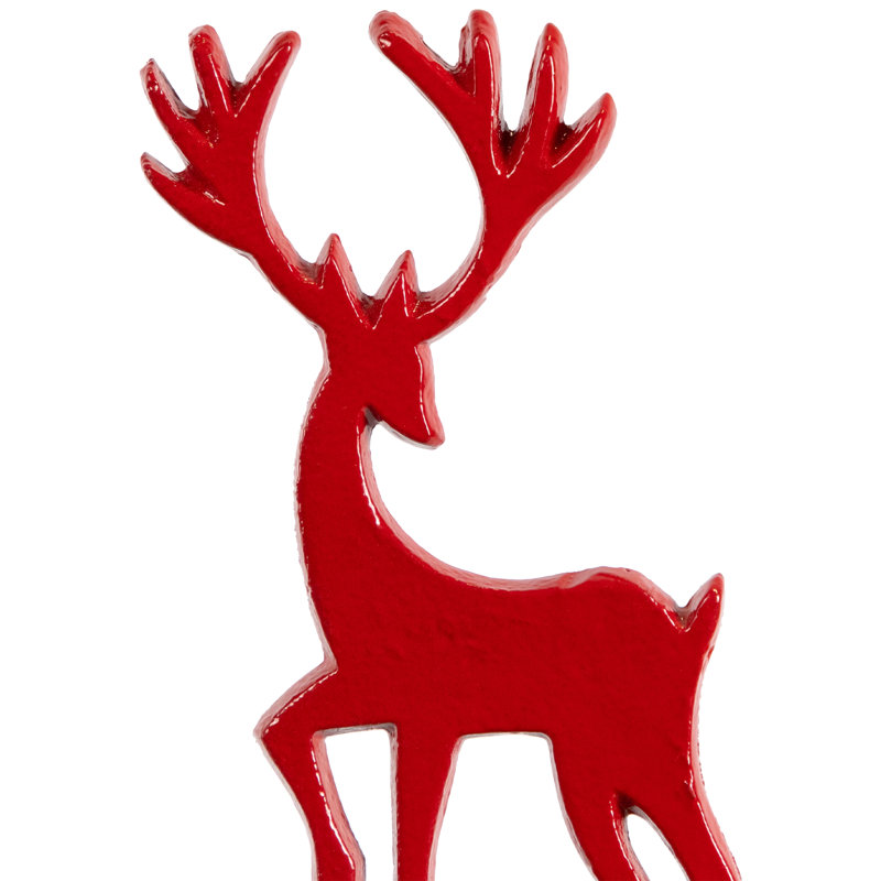 Reindeer And Tree Metal Christmas Tealight Holder, Red, 8" H x 5.5" W x 3" D