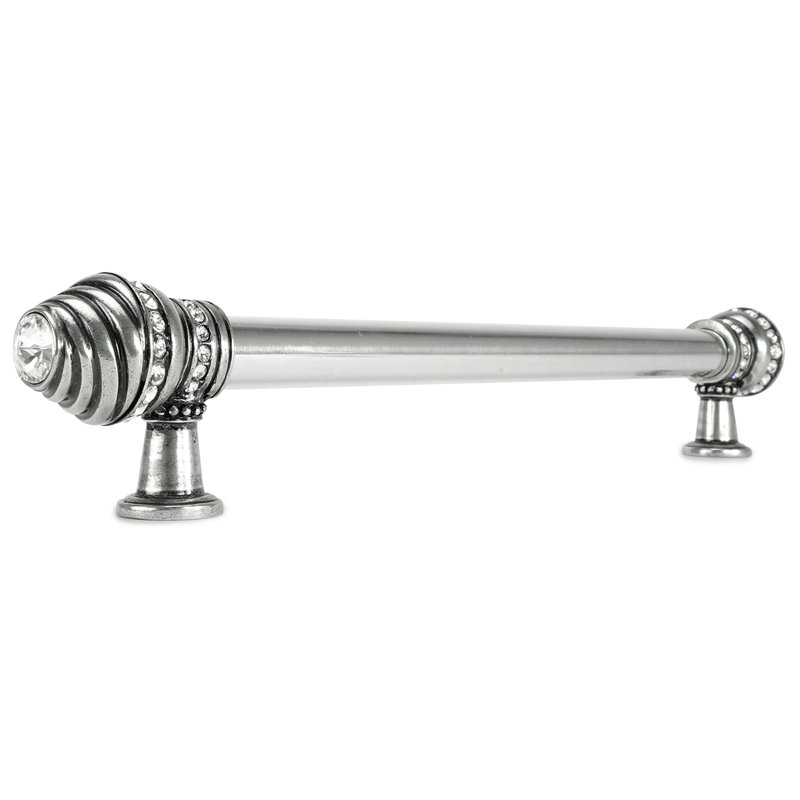 Cache multi-crystals large ends; 15 inch center to center appliance/long pull; 3/4 smooth bar; decorated with swarovski crystals in finish Chalice