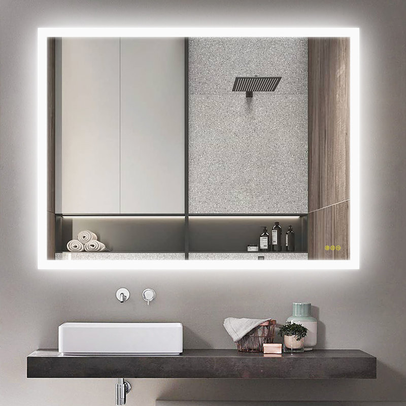 Amirie LED Bathroom Mirror: Versatile Horizontal/Vertical Mounting, Anti-Fog Feature, Adjustable Lighting, Ideal for Your Vanity Setup
