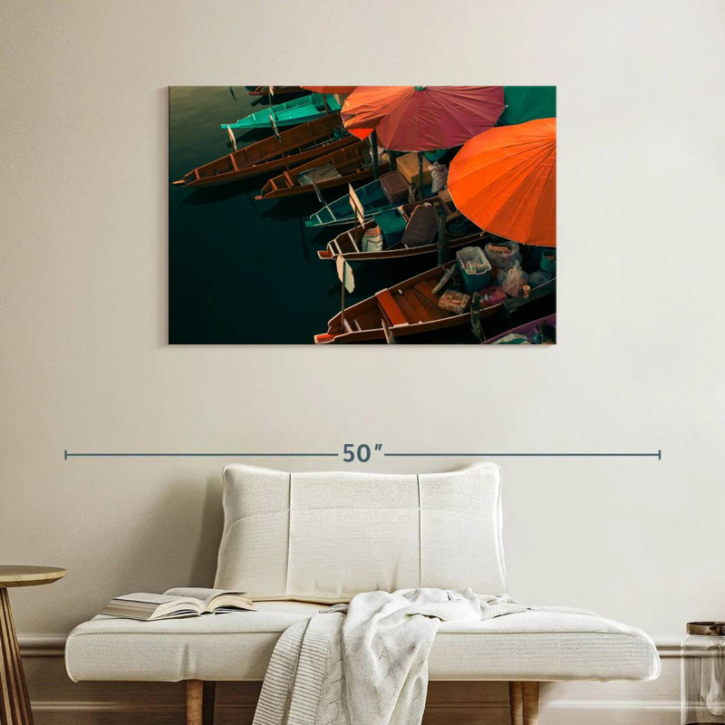 Marché flottant Mehar en Thaïlande, H 26 po x l 39 po