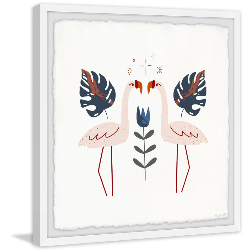 Flamingo Twin - Single Picture Frame Painting, 30cm H x 30cm W x 3.81cm D
