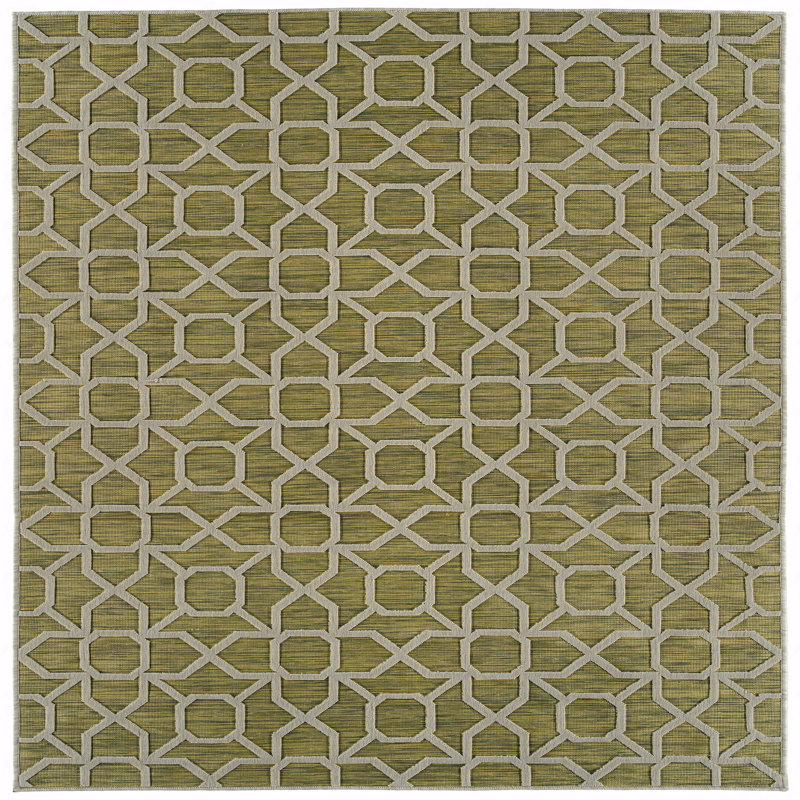 Tapis de couloir contemporain, transitionnel, à motif géométrique, texturé, haut-bas coupé et bouclé 2 pi x 6 pi